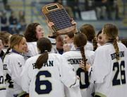 The Skaneateles Lakers celebrate defeating the Oswego Lakers in the Section III Finals at the Onondaga Nation Arena, Nedrow, N.Y., Wednesday February 7, 2024. 
(Scott Schild | sschild@syracuse.com)   

