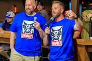 Ryan Talbot, left, and Matt Parrino at a recent live recording of Shout! The Buffalo Football Podcast.