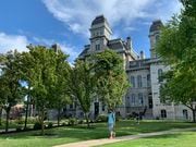 Students walk in front of the Hall of Languages at Syracuse University on Sept. 3, 2020. Rick Moriarty | rmoriarty@syracuse.com