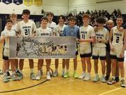 Jordan-Elbridge's Nolan Brunelle joined the school's 1,000-point club on Wednesday, Feb. 7, 2024. Submitted photo
