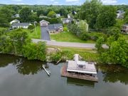 - "People love to come here," Dennis VanAuken says of his Seneca River home at 8461 River Road near Baldwinsville. Another aerial view of the property from over the water. Courtesy of Matthew VanLiew at top-shelf-media.com